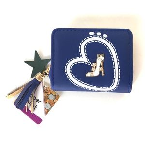 JACENT BLUE FAUX LEATHER ZIPPER WALLET